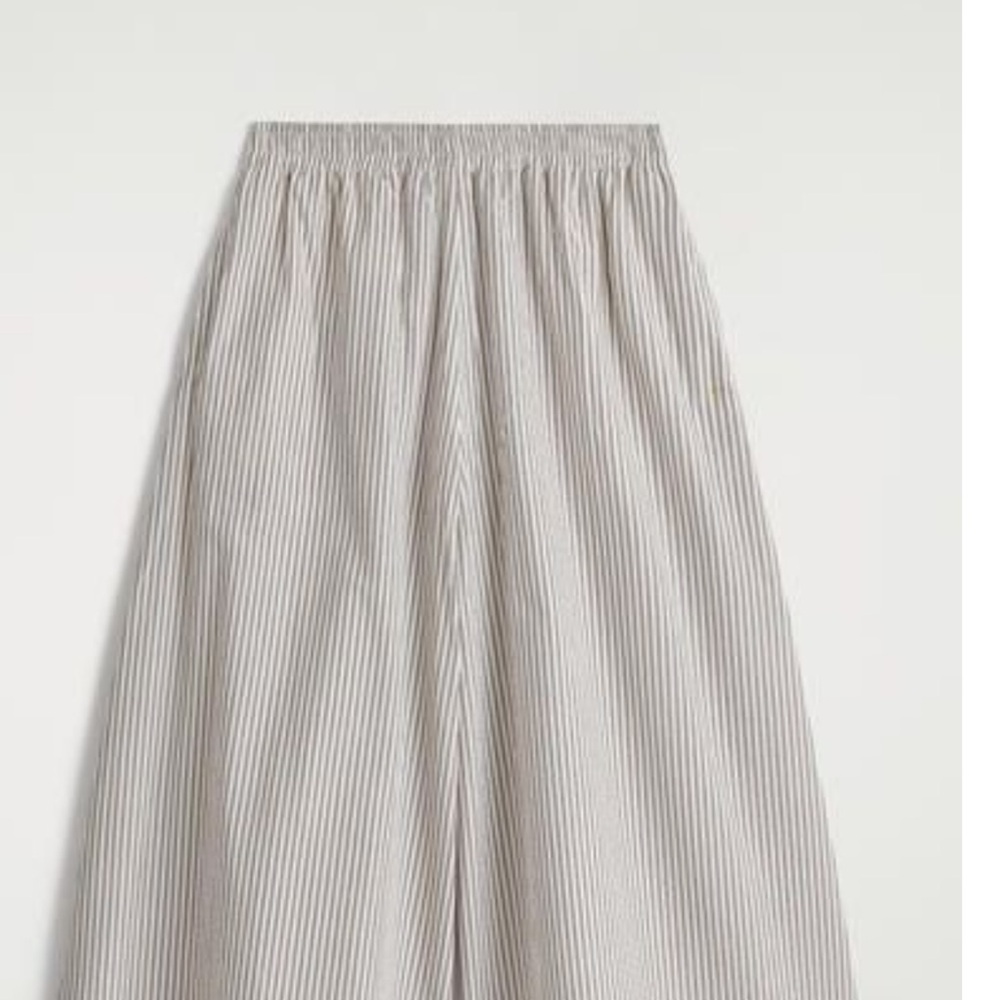 COS Striped Elastic-Waist Maxi Skirt — Beige and White